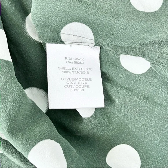 Equipment Aubrey Green & White Dot Silk Shift Dress - Picture 7 of 7